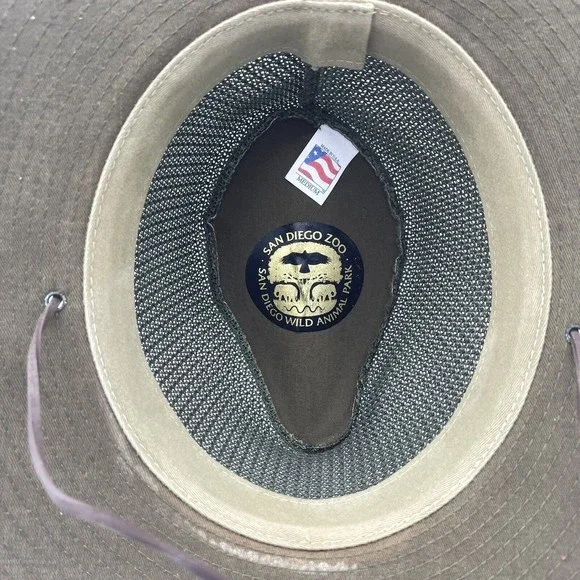 San Diego Zoo Wild Animal‎ Park Safari Hat Tan Khaki Size Medium Made In USA - Picture 7 of 10